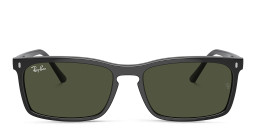 Shop Ray-Ban Logo-Embossed Unisex Rectangle Sunglasses in Shiny Black online.