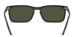 Shop Ray-Ban Logo-Embossed Unisex Rectangle Sunglasses in Shiny Black online.