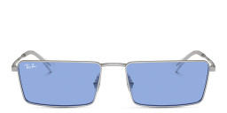 Shop Ray-Ban Emy Unisex Rectangle Sunglasses in Silver online.