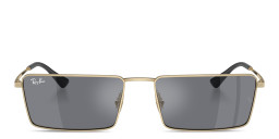 Shop Ray-Ban Emy Unisex Rectangle Sunglasses in Gold online.