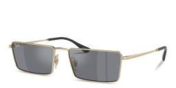 Shop Ray-Ban Emy Unisex Rectangle Sunglasses in Gold online.