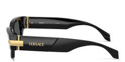 Shop VERSACE Medusa Rectangle Sunglasses in Black online.