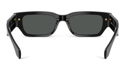 Shop VERSACE Medusa Rectangle Sunglasses in Black online.