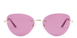 Shop TRICE Rimless Cat-Eye Sunglasses in Gold online.