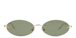 TRICE Rimless Oval Sunglasses in Gold/Green – Product Photo 3