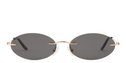 TRICE Rimless Oval Sunglasses in Gold/Grey – Product Photo 4