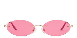 TRICE Rimless Oval Sunglasses in Gold/Pink – Product Photo 1