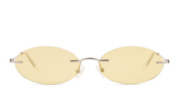 TRICE Rimless Oval Sunglasses in Silver/Yellow – Product Photo 2