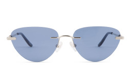 TRICE Rimless Cat-Eye Sunglasses in Silver/Blue – Product Photo 1