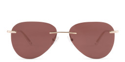 Shop TRICE Rimless Aviator Sunglasses in Gold online.