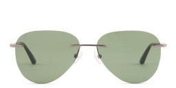 TRICE Rimless Aviator Sunglasses in Gunmetal/Green – Product Photo 2