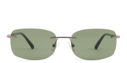 Shop TRICE Rimless Rectangle Sunglasses in Gunmetal online.