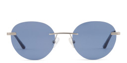 TRICE Rimless Round Sunglasses in Silver/Blue – Product Photo 3