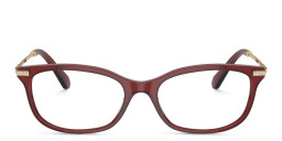 Shop Swarovski Crystal-Embedded Rectangle Eyeglasses in Transparent Red online.