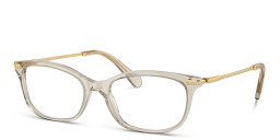 Shop Swarovski Crystal-Embedded Rectangle Eyeglasses in Transparent Beige online.