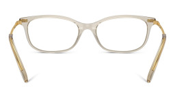 Shop Swarovski Crystal-Embedded Rectangle Eyeglasses in Transparent Beige online.