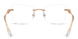 Shop Swarovski Crystal-Embellished Rimless Cat-Eye Eyeglasses in Rose Gold online.