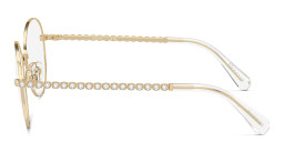 Shop Swarovski Crystal-Accented Round Eyeglasses in Pale Gold online.