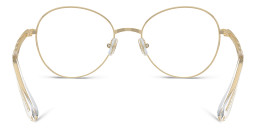 Shop Swarovski Crystal-Accented Round Eyeglasses in Pale Gold online.