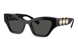 Shop Swarovski Crystal-Embellished Irregular Sunglasses in Black online.