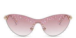 Swarovski Rhinestone-Embellished Rimless Irregular Sunglasses in Pale Gold – Product Photo 1