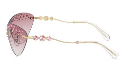 Swarovski Rhinestone-Embellished Rimless Irregular Sunglasses in Pale Gold – Product Photo 3