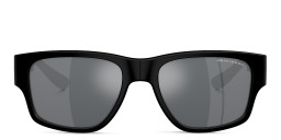 Shop Armani Exchange Logo-Print Square Sunglasses in Black online.