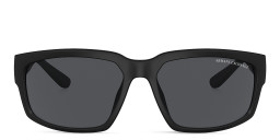 Shop Armani Exchange Logo-Print Rectangle Sunglasses in Black online.