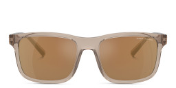 Armani Exchange Logo Signature Rectangle Sunglasses in Brown/Brown Gold – Product Photo 2