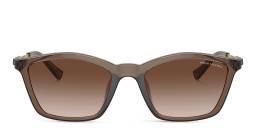 Shop Armani Exchange A|X Logo Irregular Sunglasses in Brown/Gradient Brown online.