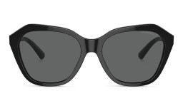 Shop Emporio Armani Eagle Logo Irregular Sunglasses in Black online.
