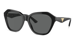 Shop Emporio Armani Eagle Logo Irregular Sunglasses in Black online.