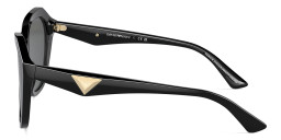 Shop Emporio Armani Eagle Logo Irregular Sunglasses in Black online.