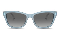 Shop Emporio Armani Eagle Logo Cat-Eye Sunglasses in Opaline blue online.