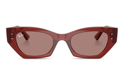 Shop Ray-Ban Zena Bio-Based Unisex Irregular Sunglasses in Transparent Brown online.