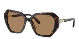 Swarovski Crystal Irregular Sunglasses in Havana – Product Photo 2