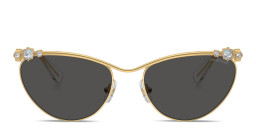 Shop Swarovski Crystal-Embellished Cat-Eye Sunglasses in Gold online.