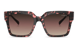 Shop Vogue Eyewear Logo Lettering Oversized Square Sunglasses in Red/Brown Gradient Violet online.