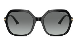 Shop Vogue Eyewear Logo Lettering Oversized Square Sunglasses in Black online.