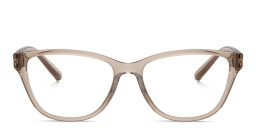 Armani Exchange Logo-Print Cat-Eye Eyeglasses in Transparent Brown – Product Photo 1