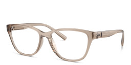 Armani Exchange Logo-Print Cat-Eye Eyeglasses in Transparent Brown – Product Photo 2