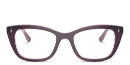Shop Ray-Ban Optics Unisex Pillow Eyeglasses in Violet On Transparent Pink online.