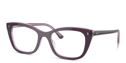 Shop Ray-Ban Optics Unisex Pillow Eyeglasses in Violet On Transparent Pink online.