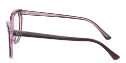 Shop Ray-Ban Optics Unisex Pillow Eyeglasses in Violet On Transparent Pink online.