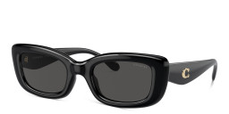 Shop Coach C Motif Rectangle Sunglasses in Black online.