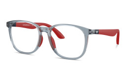 Emporio Armani Eagle Logo Kids Panthos Eyeglasses in Transparent Blue – Product Photo 2