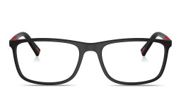 Shop PRADA Wide Rectangle Eyeglasses in Black online.