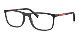 Shop PRADA Wide Rectangle Eyeglasses in Black online.