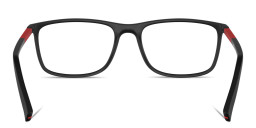 Shop PRADA Wide Rectangle Eyeglasses in Black online.