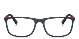 Shop PRADA Wide Rectangle Eyeglasses in Matte Blue online.